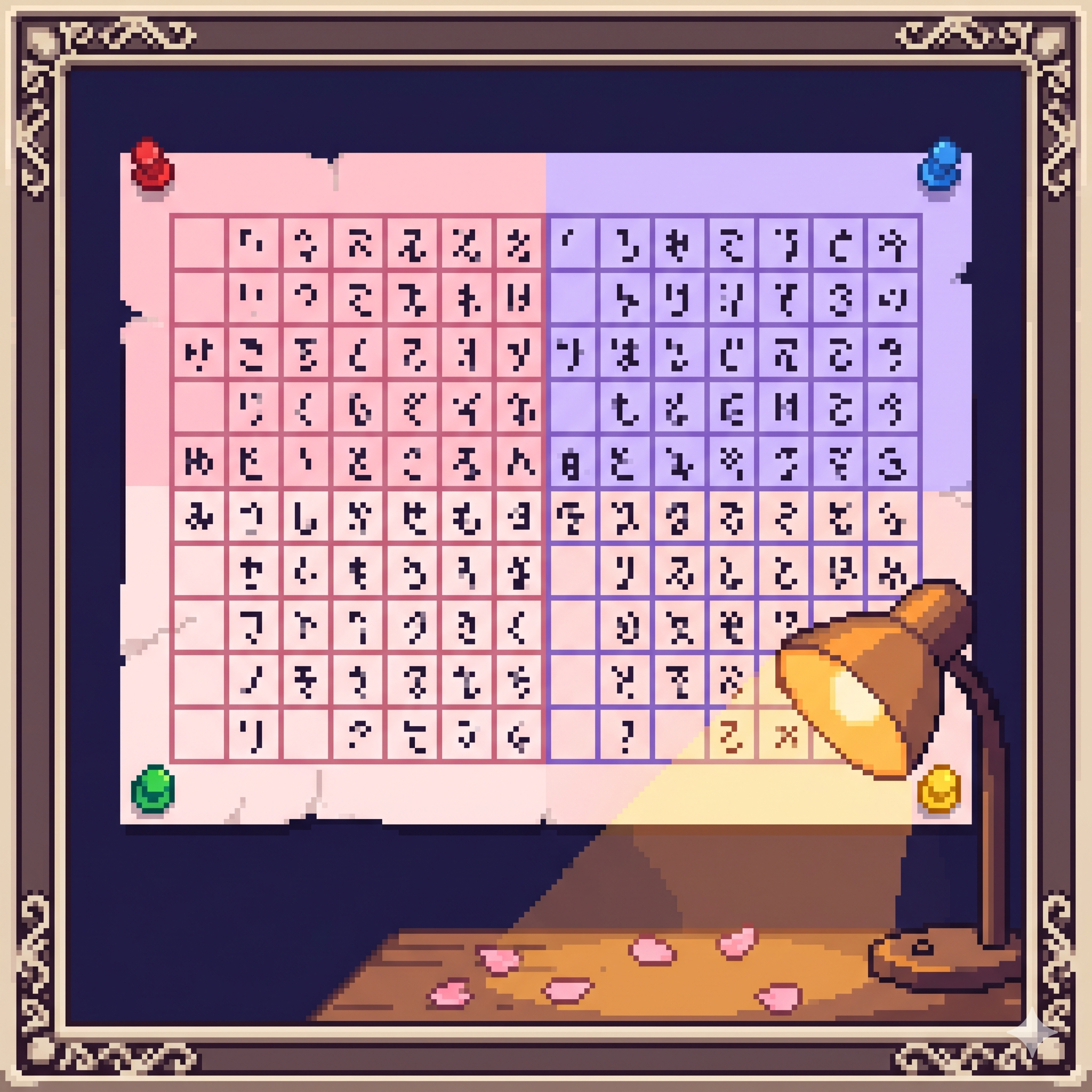 Hiragana and katakana learning poster