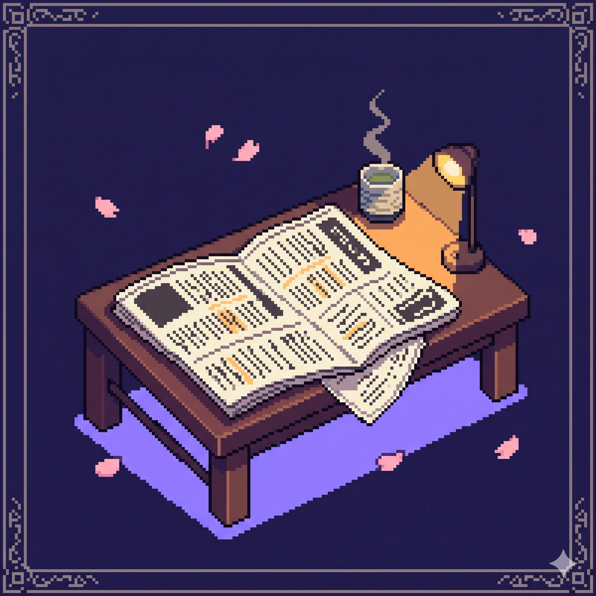 Open Japanese newspaper with vocabulary highlights